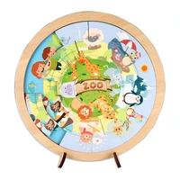 creative circular cartoon puzzle childrens educational toys kindergarten early education wooden teaching aids puzzle toys