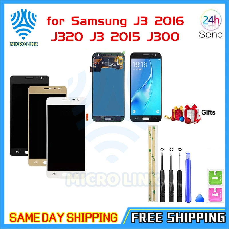Amoled LCD SM-J320FN/F/M/H/DS для Samsung J3 2016 J320 2015 J300 ЖК-дисплей сенсорный экран J320F J320FN J320H J320M |