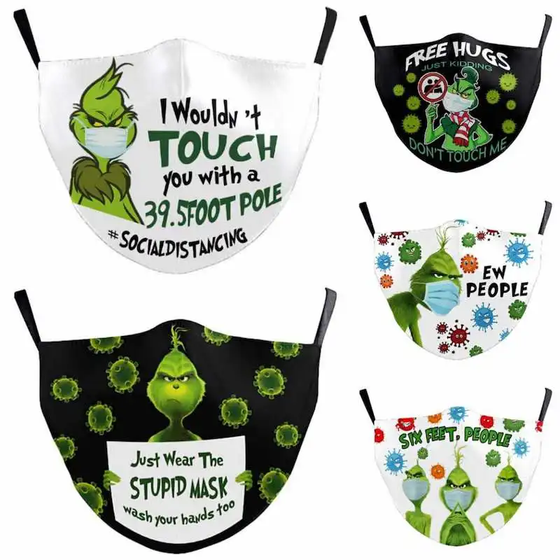 

3 PCS Halloween&Christmas 3d Digital Printing Children's Hanging Ear Type Washable And Reusable Mask With Filter