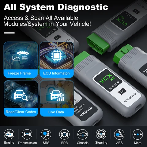 VXDIAG VCX SE J2534 Passthru программатор OEM Reprogramming диагностический инструмент для 11+ брендов для Mercedes Benz VW BMW JLR Porsche