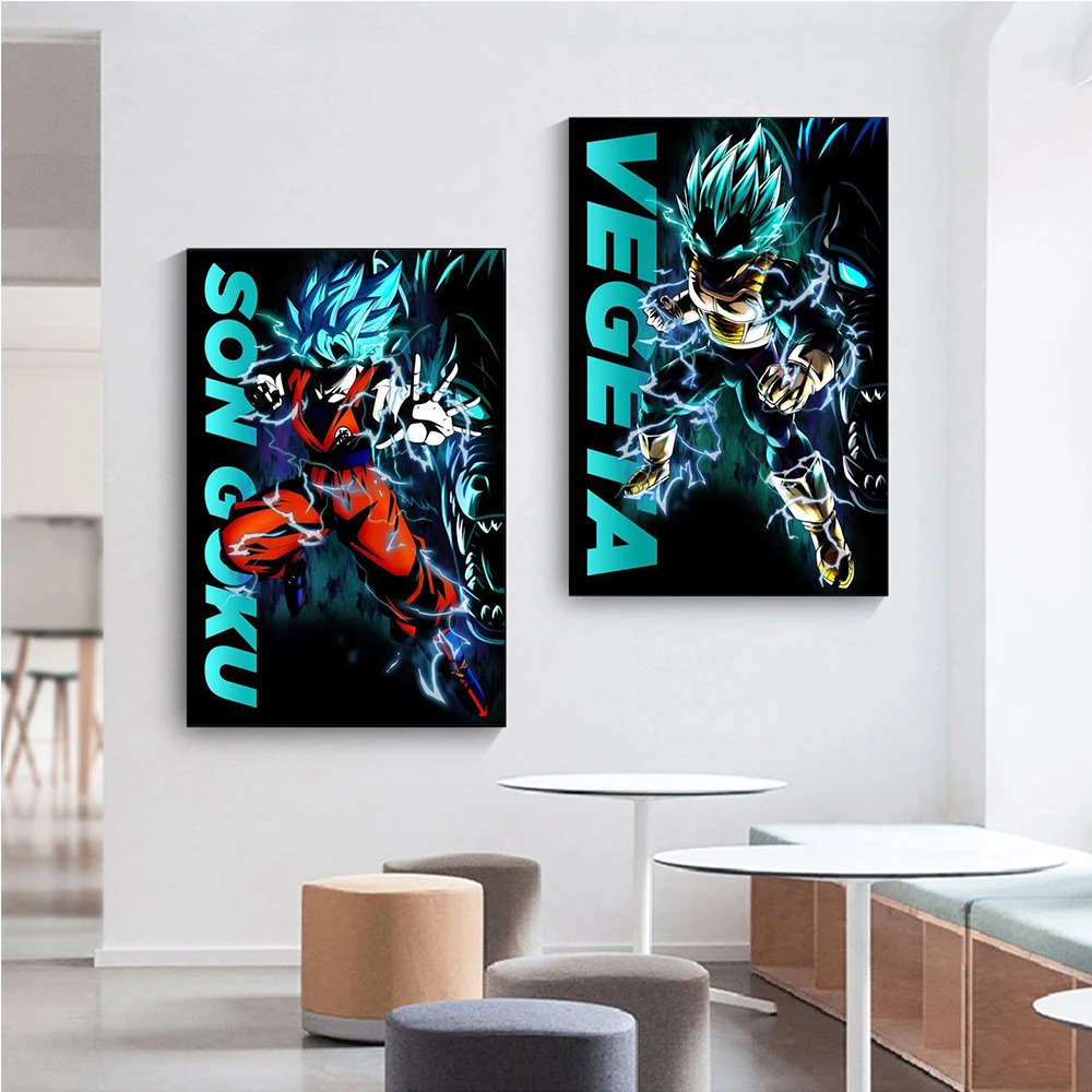 

Dragon Ball Super Saiyan Posters Japanese Anime Son Goku Vegeta Wall Art Pictures Home Decor Canvas print Painting Cuadros Gift