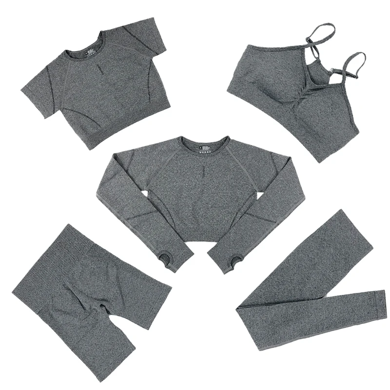 

2/3/5 piece set of seamless yoga wear ladies workout clothes sweatshirt push-ups tights sports bra tops long sleeve women's spor