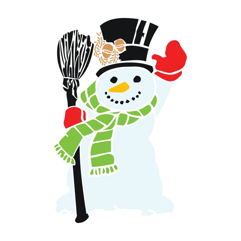 Трафарет многоразовый для декора «Снеговик с приветом» - пластиковый шаблон для повторного использования в любых цветах