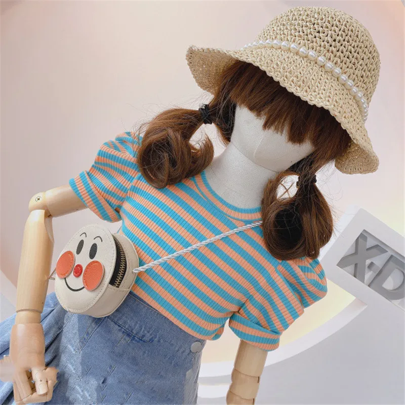 

Girls Outfits Striped Tops Pleated Denim Shorts Lovely 2pcs Set for Girls