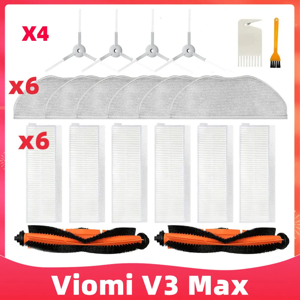 Main Side Brush Hepa Filter Mop Rag Replacement For Xiaomi Viomi V3 Max Robot Vacuum Cleaner Spare Parts Accessories V-RVCLM27B