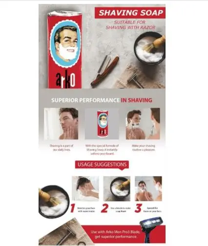 ARKO Мыло для бритья stick Парикмахерская крем пены мусс Безопасная бритва белые