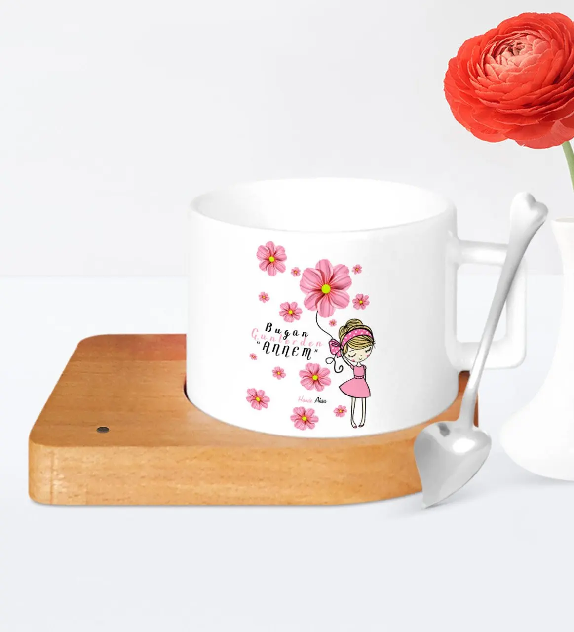 

Personalized Day Today My Mom Wooden Altlıklı Ceramic Cup-1