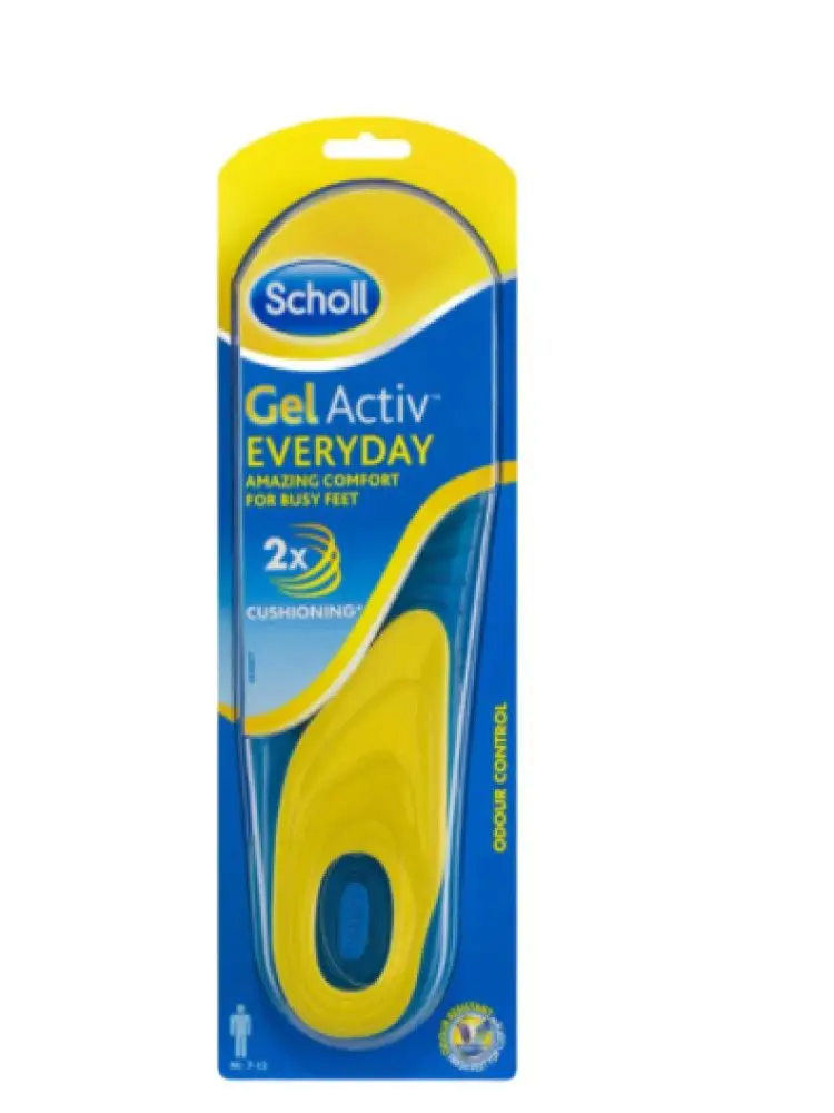 Scholl Gel Active Work and Everyday Insoles For Men Non-Slip Orthopedic Feet Soles Adjustable Pad Casual, flat Shoes, Sneaker,