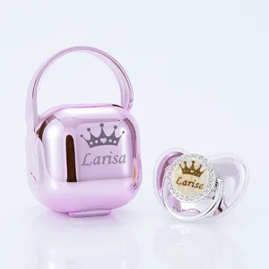 MIYOCAR BPA бесплатно персонализированные металлик розовый с золотыми блестящими соски-Пустышки и соски-пустышки коробка для хранения ниппель ящик для хранения Чехол держатель