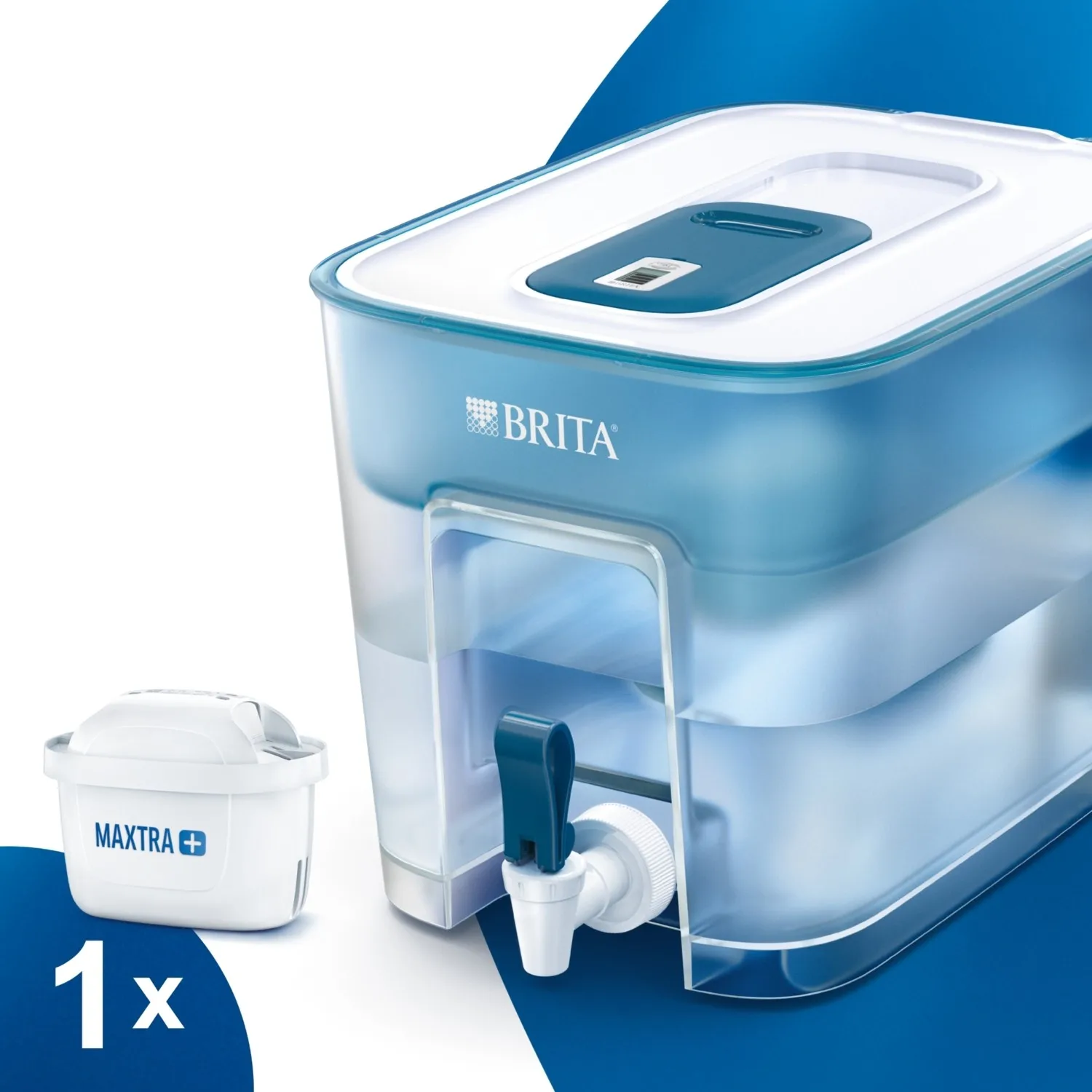 Original BRITA Flow XXL Fridge Water Filter Tank For Reduction Of Chlorine, Limescale And İmpurities, 8.2L -White/Teal
