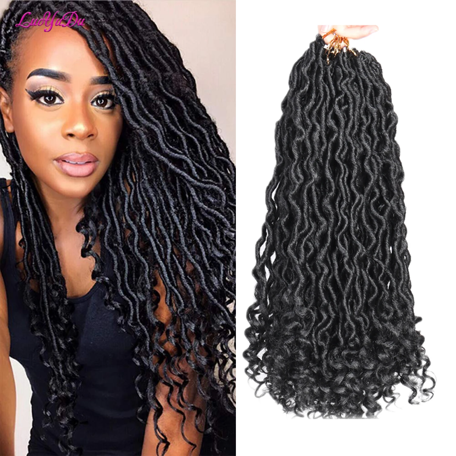 

14inch Faux Locs Synthetic Crochet Braids Hair Extensions Arfo Curly Ombre Goddess Dreadlocks Passion Twist Hair For Black Women