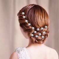 1220pcs u shaped flower pearl hairpin rhinestone spiral spring clip bride wedding party barrettes sweet new hair accessories