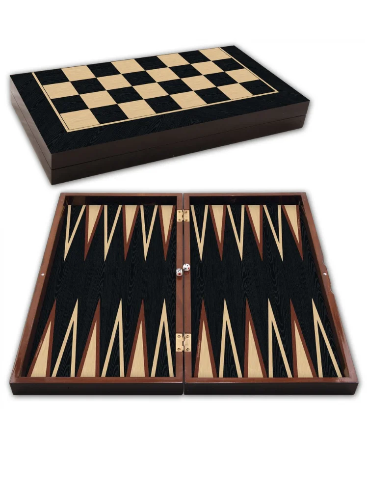 Backgammon Set Luxury Checkers Chess Board Big Size 48x24 Cm Chips Dice Wood Wanut Pearl Polyester Coating Traditiona game | Спорт и