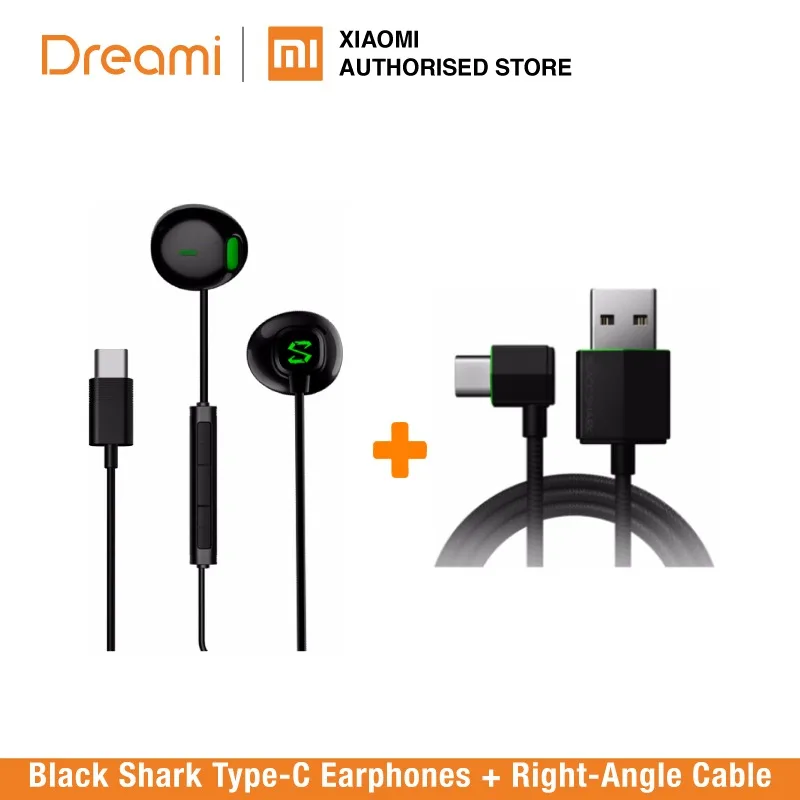 Игровые наушники Black Shark(type-C) и кабель с прямым углом USB-C - Цвет: Earphone and Cable