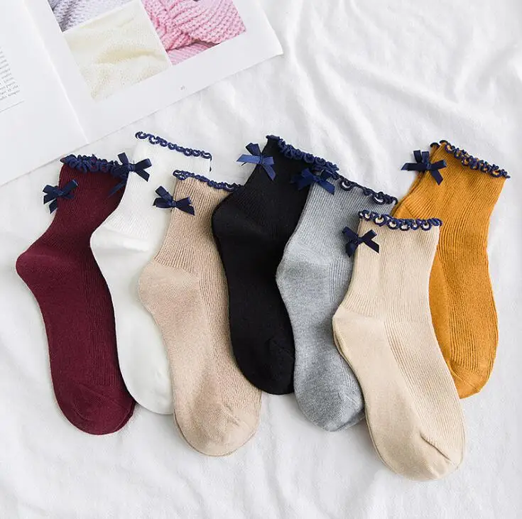 2019 новые летние тонкие модные оптовая продажа Хлопковых Носков милые оборки лук