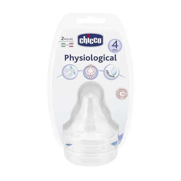 Chicco prosperity feeding bottle nipple 4 month + mid flow 2pcs silicone baby nipple round and cross hole rubber baby nipple