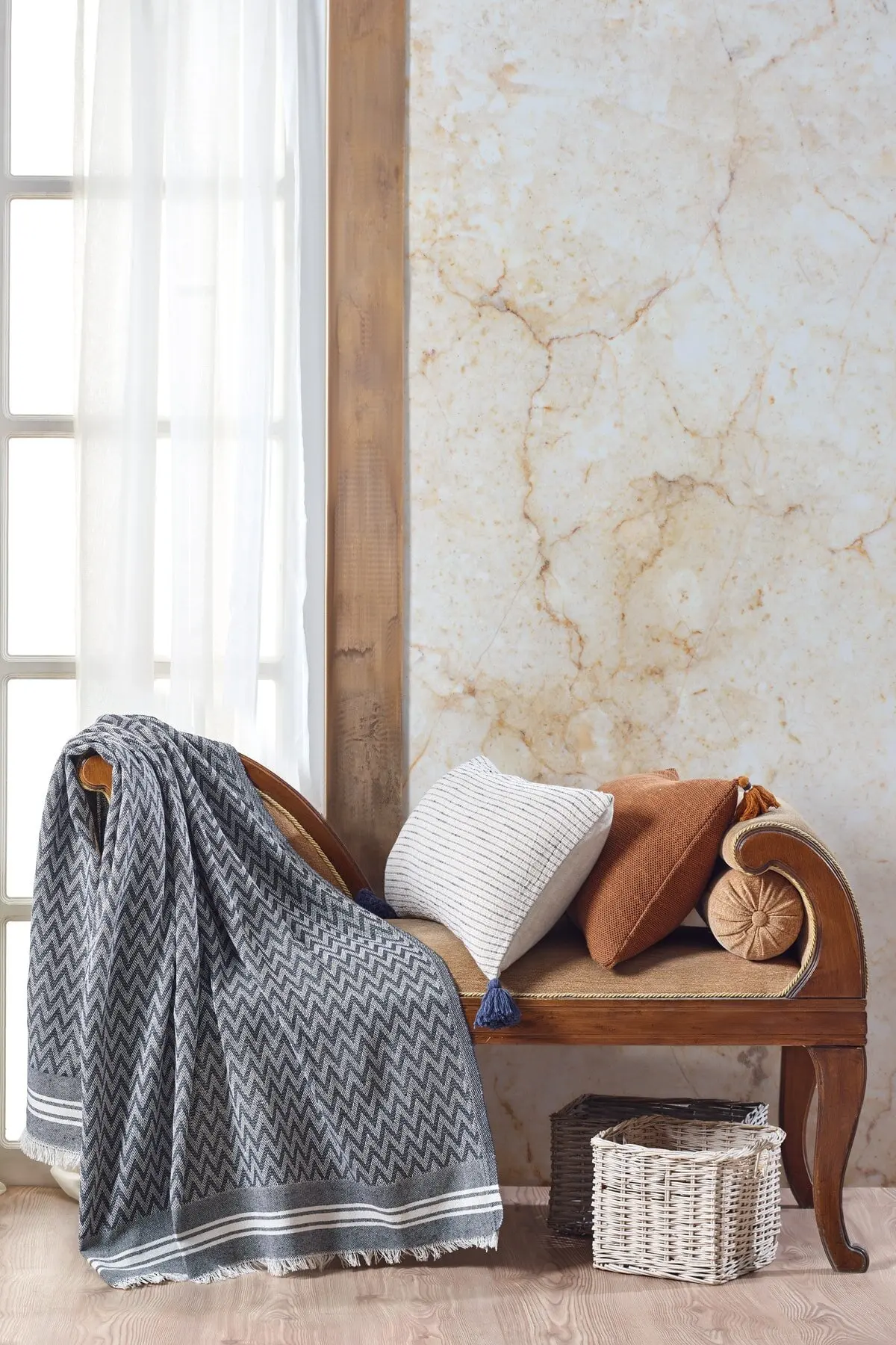 

Trio Cotton Tv Blanket Knee Blanket High Quality Natural Seasonal Summer Winter 100x150 cm Home Single Cover bench