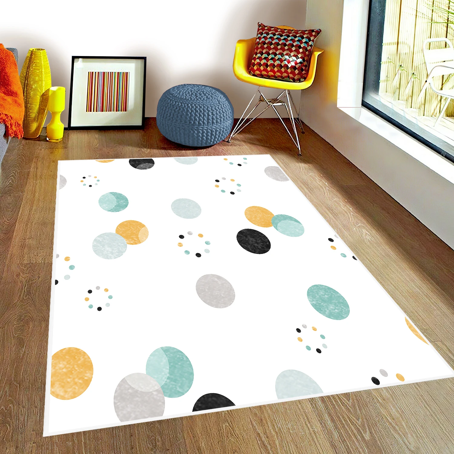 

Bicycle Flower Nostalgia Birds pattern Kids Room Rug Play Mats Rug Crawling Mat