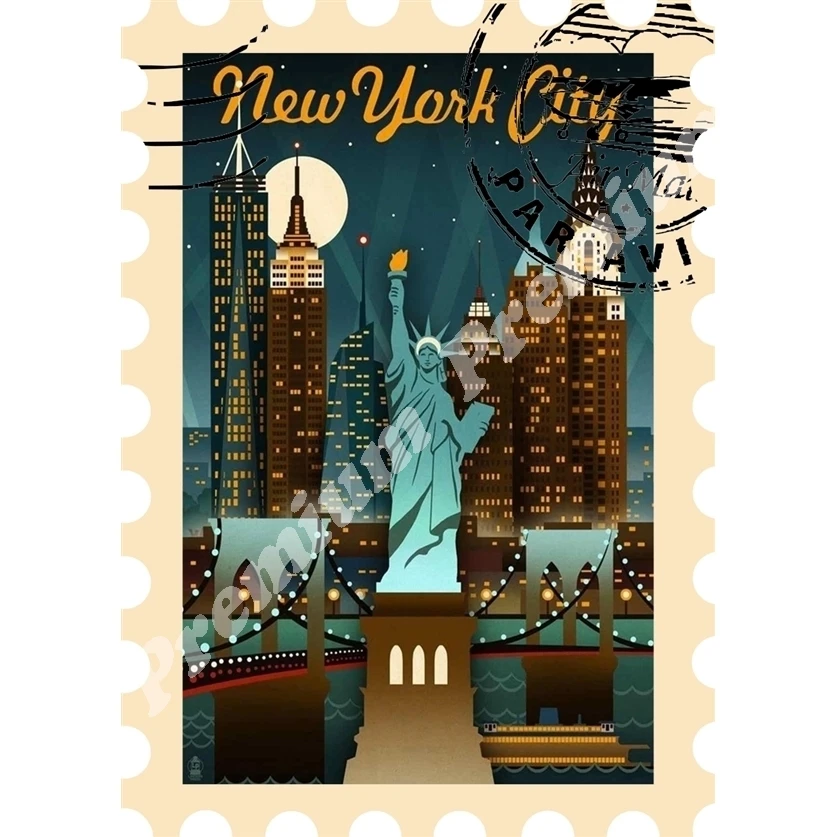 New York Сувенирный магнит Винтажный туристический плакат | Дом и сад