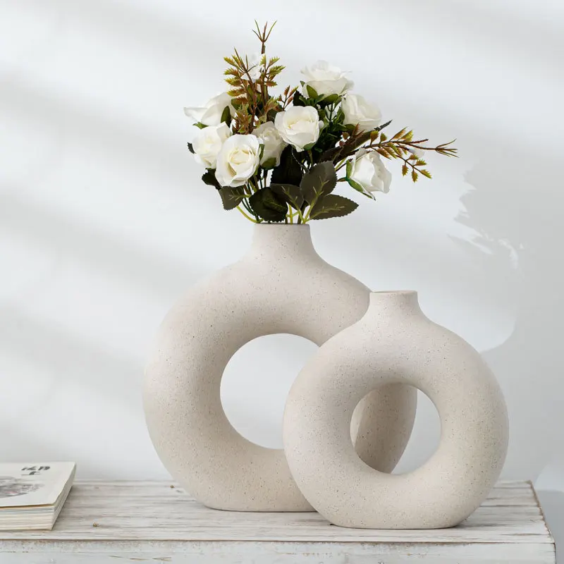 Керамическая полая ваза в скандинавском стиле круговой цветочный горшок сушеные