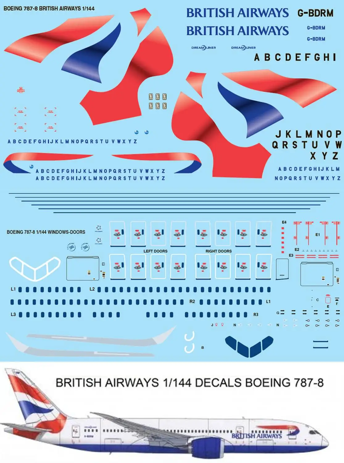 Наклейки BRITISH AIRWAYS BOEING 1/144 787 8 TBD82 787| |