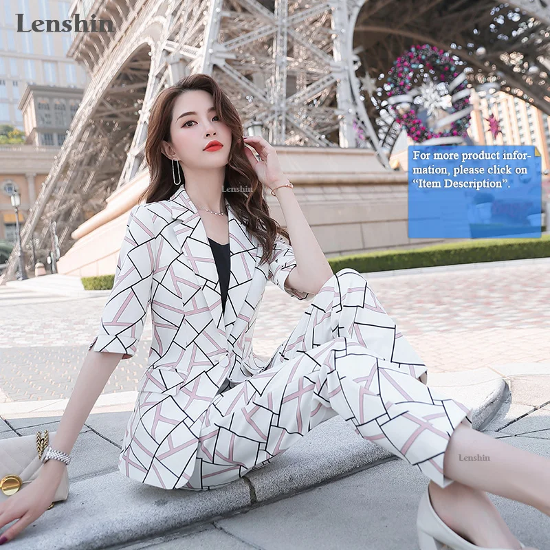 Женский офисный брючный костюм летний комплект из 2 предметов блейзер с