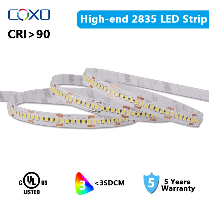 

Высококачественная светодиодная лента 2835 DC12V 24V SMD2835 Светодиодные фонари 60/120/240 светодиодов/м 5 м Гибкая лента Светодиодная лента RA90 3000K-6000K