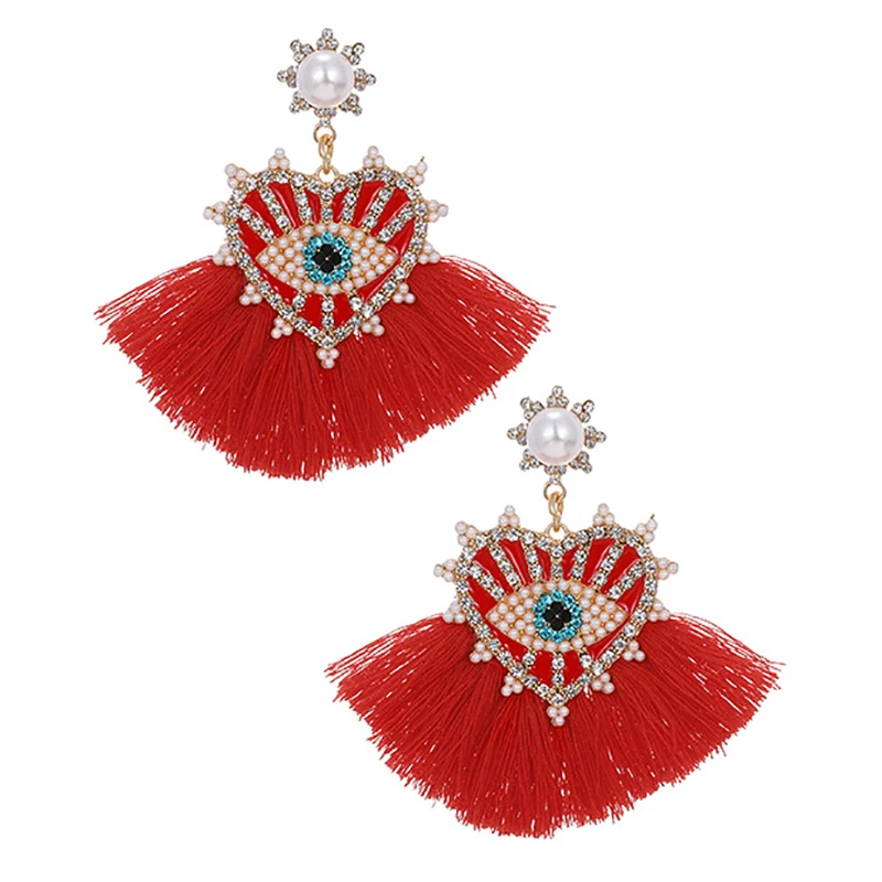 ZHINI модные богемные большие серьги для женщин элегантные красные сердца висячие