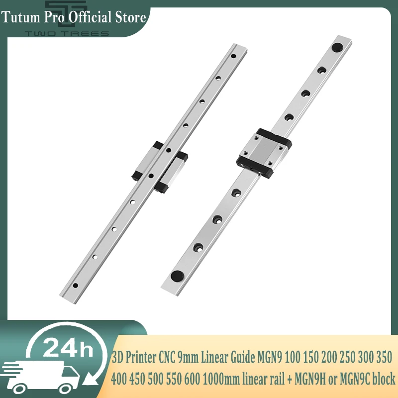 

3D Printer CNC 9mm Linear Guide MGN9 100 150 200 250 300 350 400 450 500 550 600 1000mm linear rail + MGN9H or MGN9C block