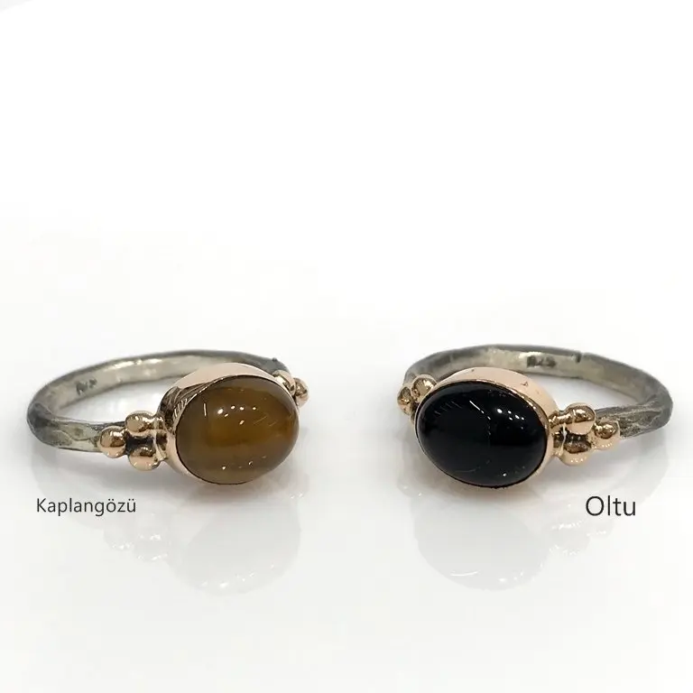 Минимальное ручное рабочее подлинное кольцо из натурального камня Seçenekli Gümüş |