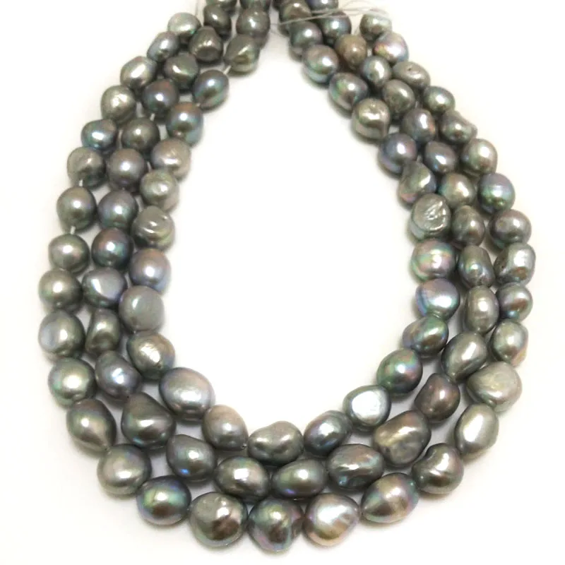 Оптовая продажа, 16 дюймов, 10-11 мм, темно-серый натуральный барочный жемчуг Nugget Freswater, свободная нить