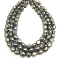wholesale 16 inches 10 11mm dark gray nugget natural freswater baroque pearl loose strand
