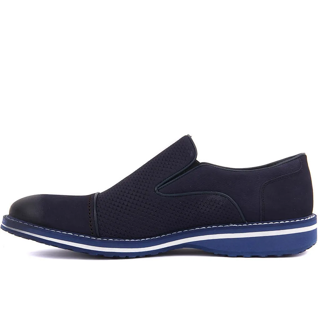 Fosco-Navy Blue Nubuck Men Casual Shoes New Oxfords Leather Fashion Slip On Formal Business Wedding Dress Free Shipping | Обувь