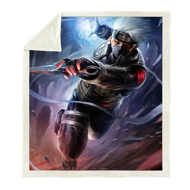 Плюшевое покрывало с принтом аниме Наруто шерпа флисовое домашнее одеяло