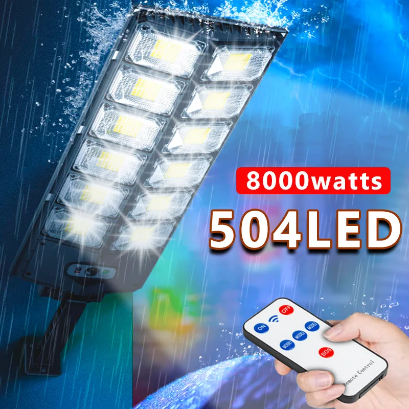 

8000Watt 504 LED Solar Lights Outdoor 3 Modes Floodlight Solar Motion Sensor Wall Lamp IP67 Waterproof Landscape Security Light