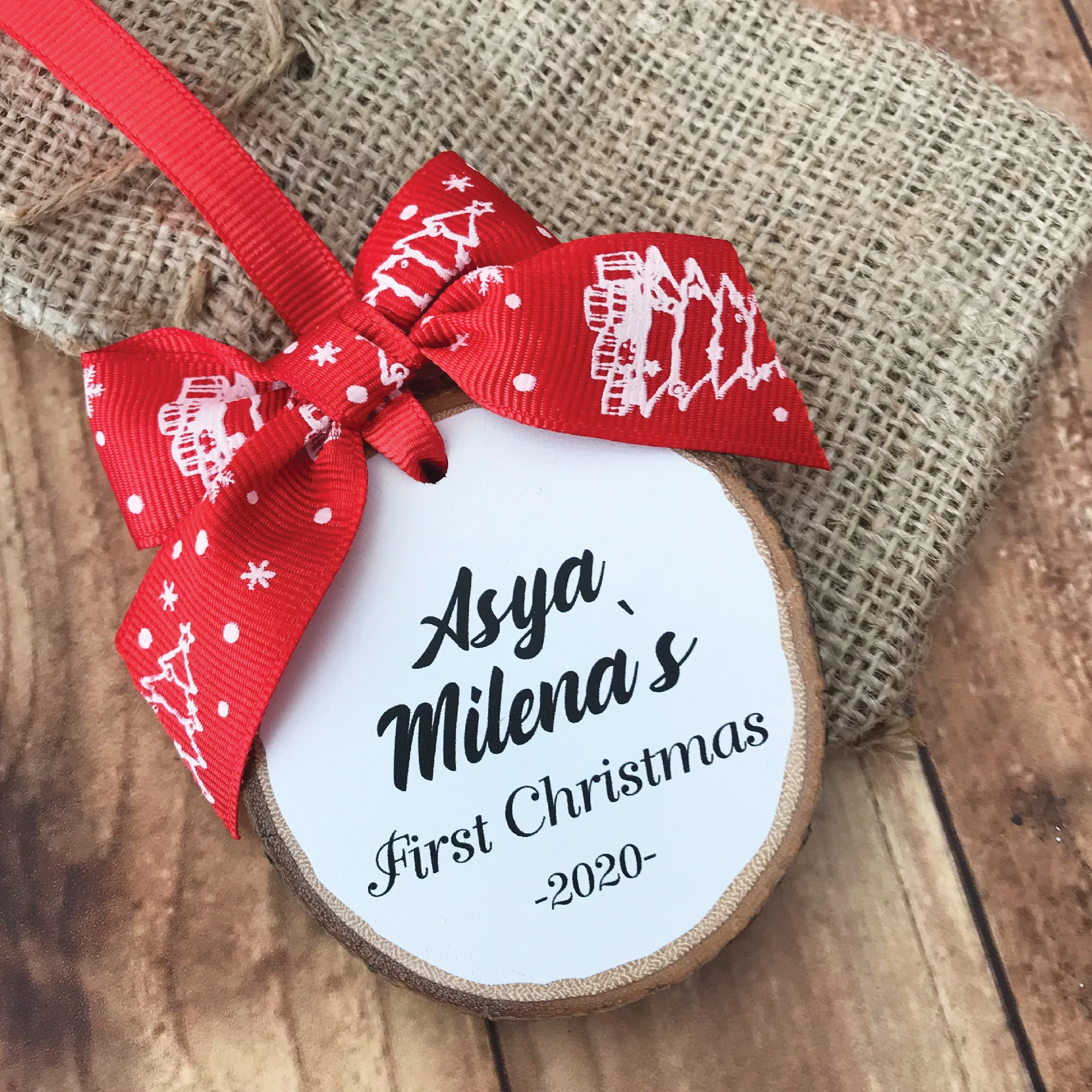 

First Christmas Ornament Wood Ornaments Christmas Tree Hanging Wooden Slice Xmas Gift 2020 Ornaments