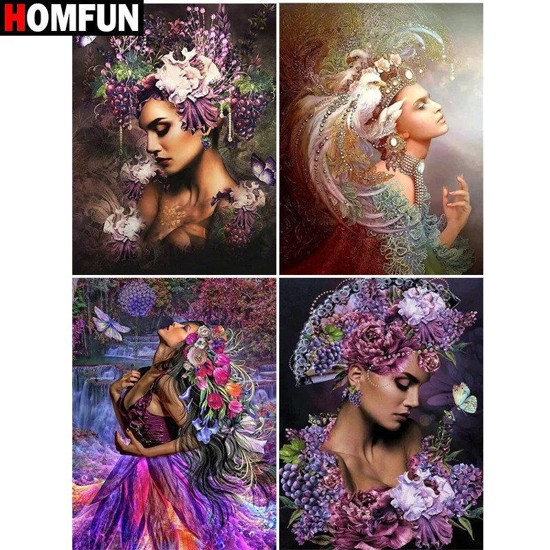 

Алмазная 5D Вышивка HOMFUN, набор для рукоделия «Красивые цветы», картина для творчества, вышивка крестиком, украшение для дома, подарок