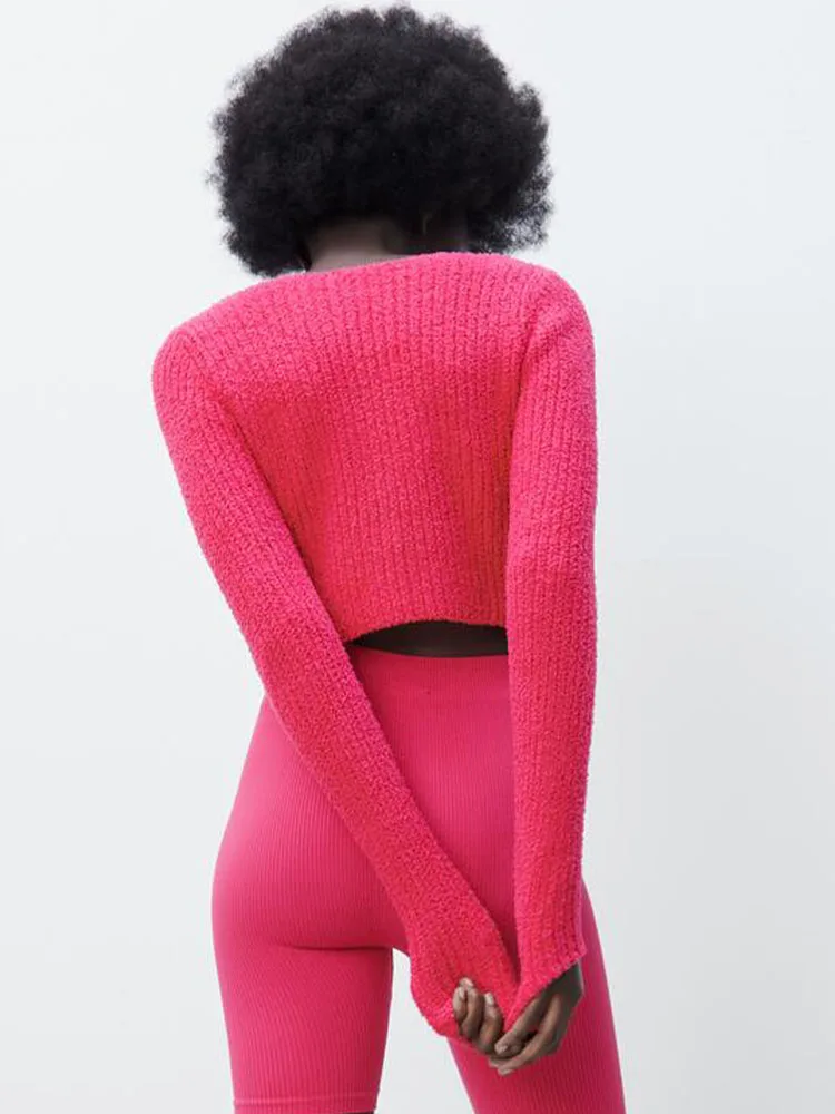 Женская трикотажная кофта с длинным рукавом и V-образным вырезом |