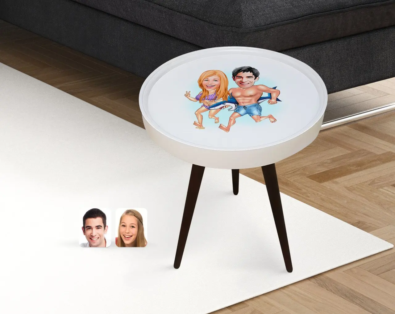 

Personalized Valentine Caricature Of Wood Zigon Sehpa-8