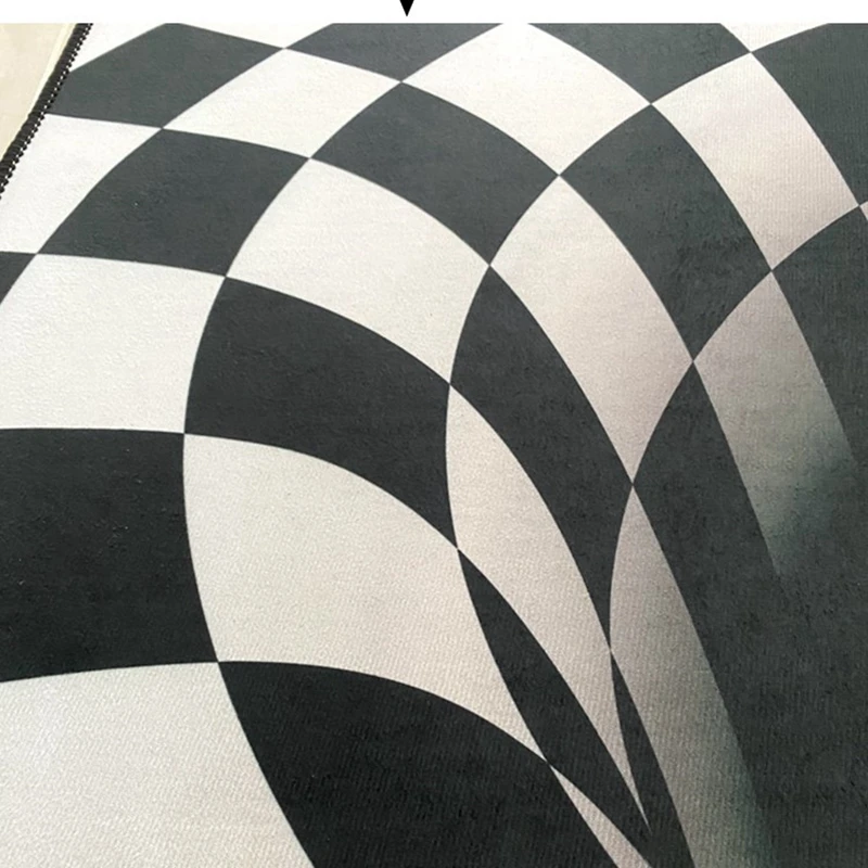 Коврики для спальни черные белые в клетку с 3D вихревым изображением иллюзии