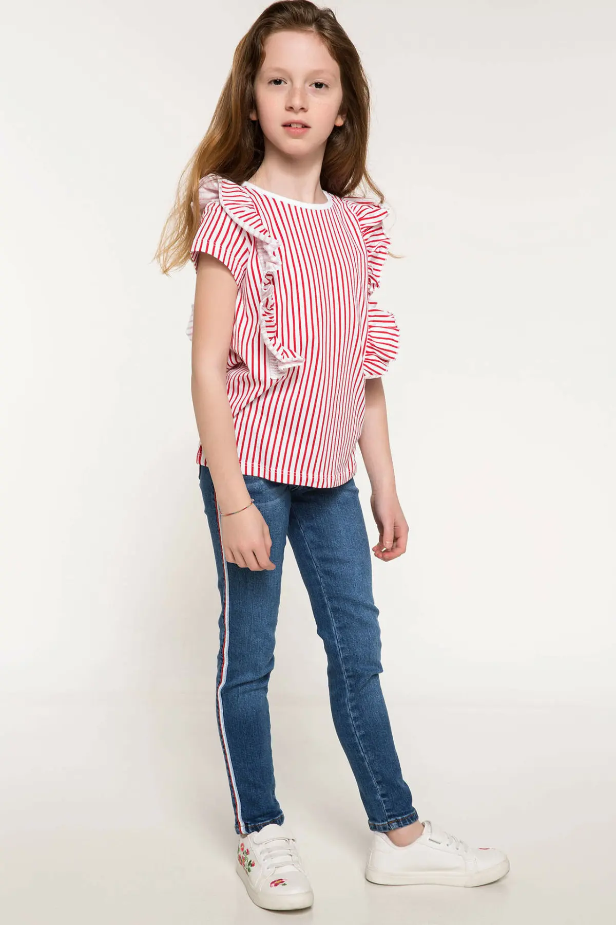 DeFacto/модные брюки для девочек детские узкие джинсы высокого качества Простые