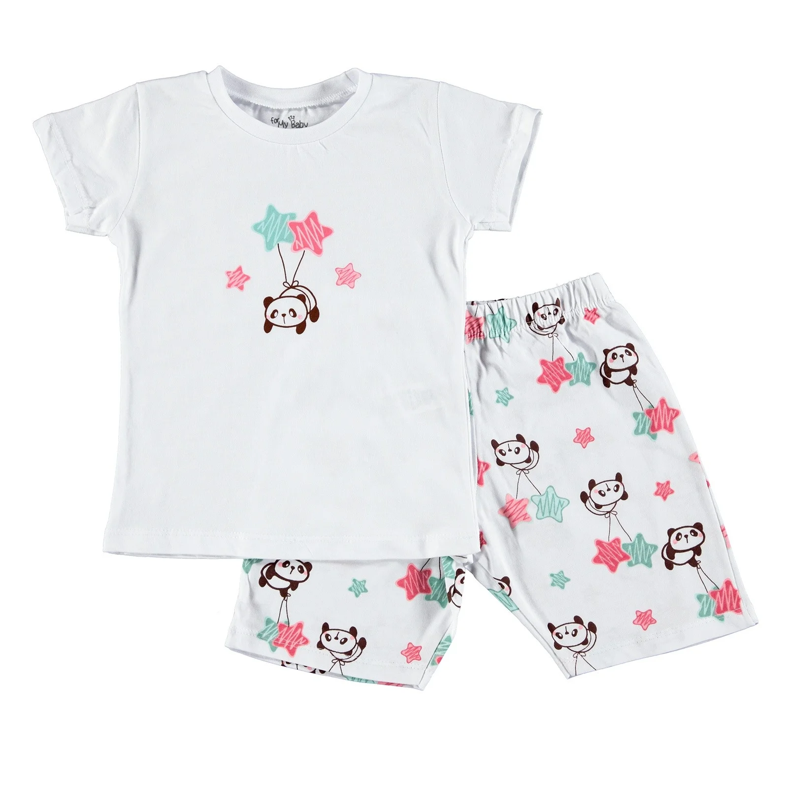 Пижама с короткими рукавами и принтом панды для девочек ebebek For My Baby| |