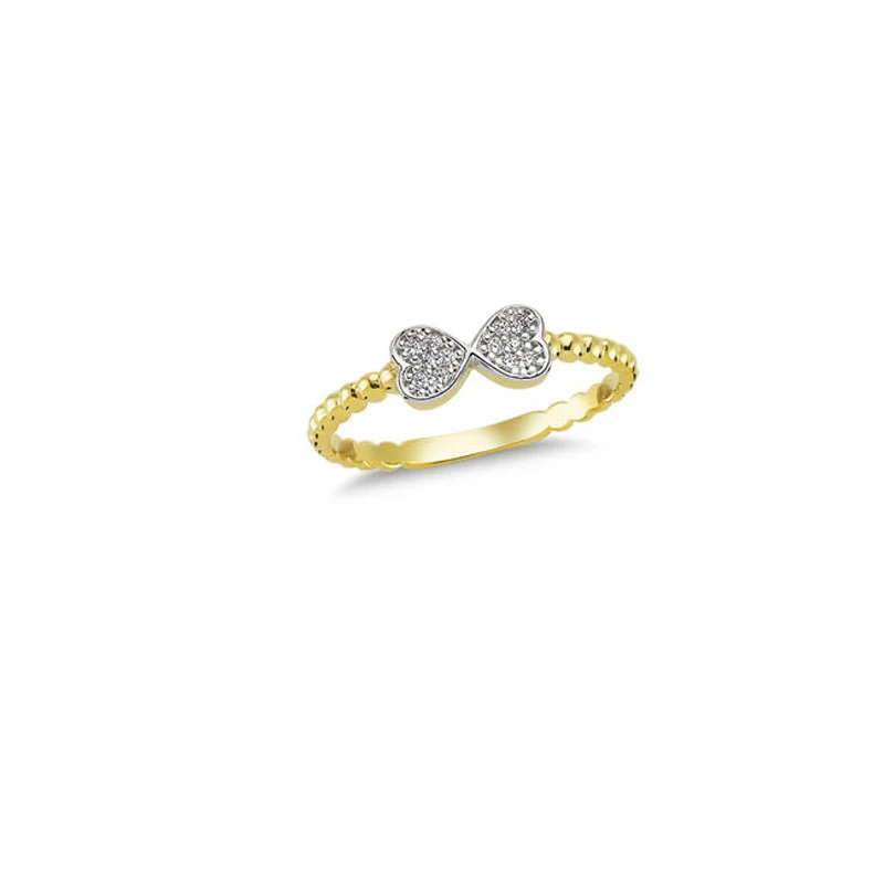 

14K Solid Gold Double Love Ring for Women