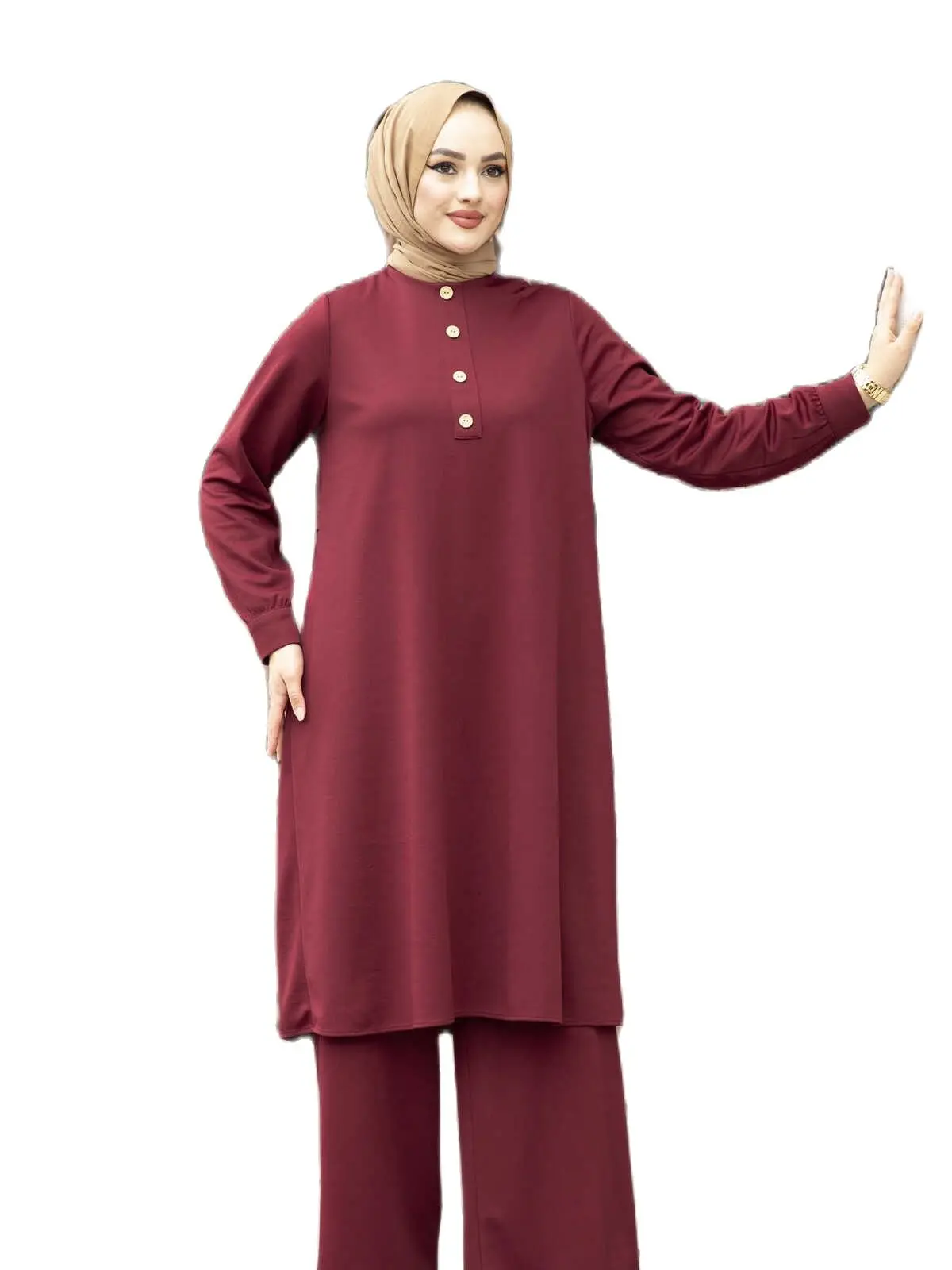 

2 piece Muslim Set Pants Tunic Turkey Store Muslim Dress Women Abaya Turkısh Women Clothing Robe Spacious Comfortable Lycra Knitted Fabric