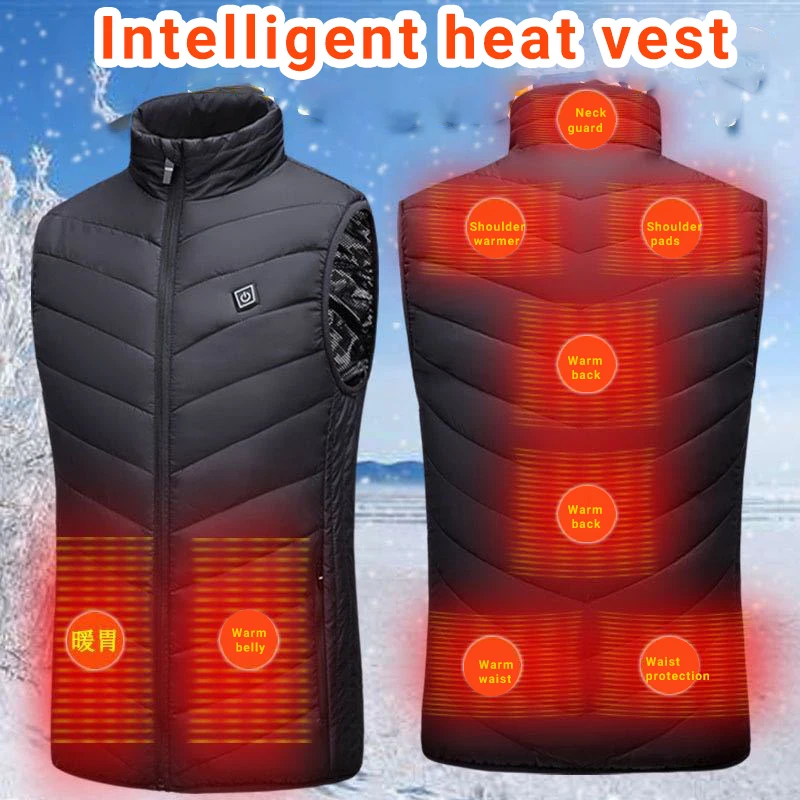 

9 Zones Heated Jackets USB Men's Women's Winter Outdoor Electric Heating Jackets Warm Sprots Thermal Coat Clothing Heatable Vest
