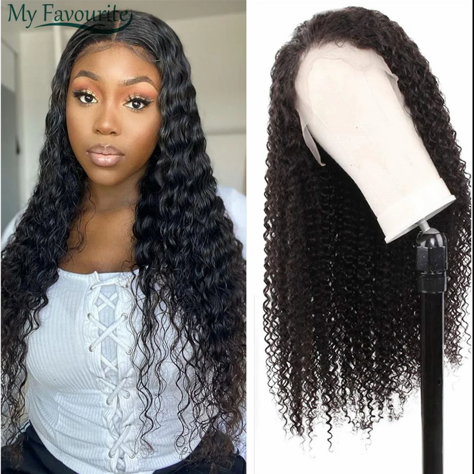 

13x6 Lace Front Wigs Human Hair Pre Plucked 150 Density Brazilian Virgin Kinky Curly Lace Frontal Wig Natural Black Christmas