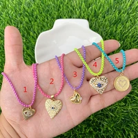 lovely romantic enamel box chain necklace heart shape copper gold plated cz micro pave embossing decorative pattern pandant