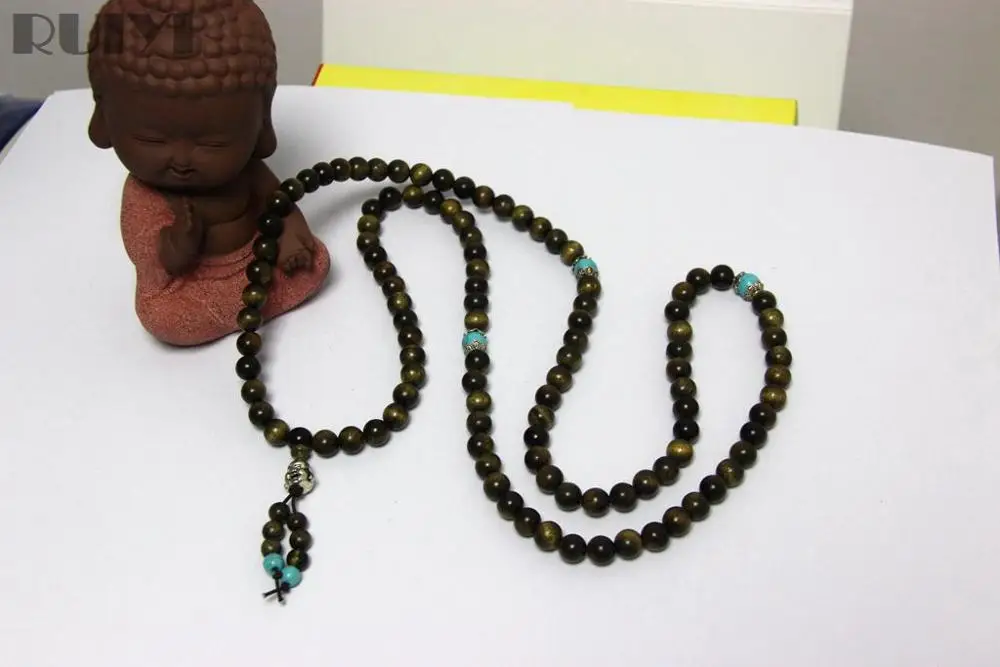 Ruiyi 108 золотые деревянные зеленые четки из шелкового дерева буддистские