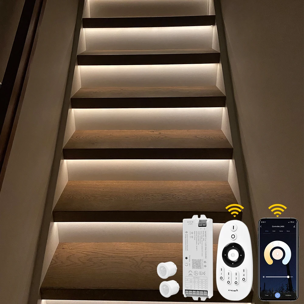 

14 Steps Bight white 4000K 0.5M led strip light motion sensor for stair case-Plug and Play