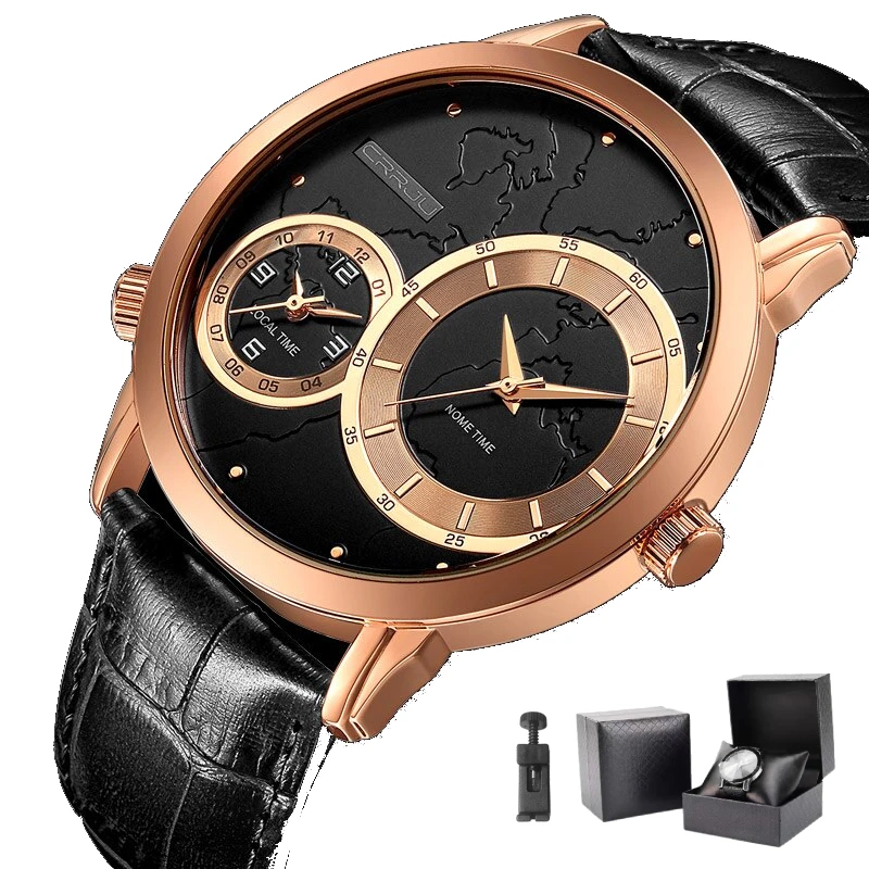 

CRRJU Luxury Brand Military Business Watches Men Quartz-Watch Analog Leather Clock Man Sports Army Watches Relogios Masculino
